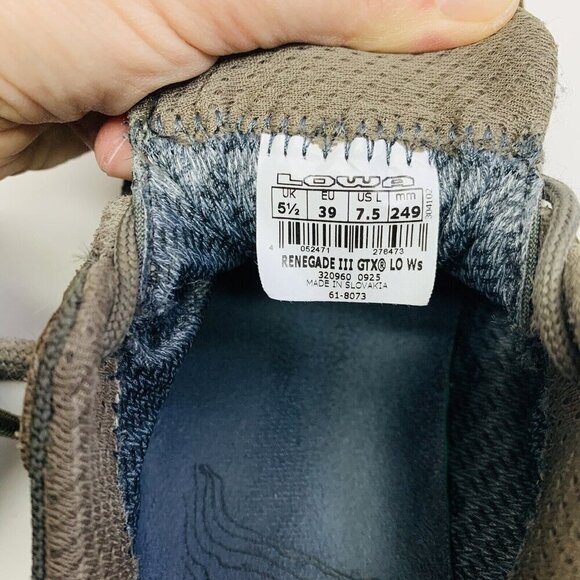 LOWA Renegade III GTX Lo GORETEX Shoes Womens Sz 7.5 Brown Nubuck Hiking Outdoor - Picture 15 of 16